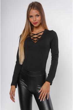 Elől keresztpántos body - Black Elől keresztpántos body - Black