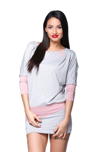 Denevérujjú mini ruha - Melange Grey - Dusty Rose