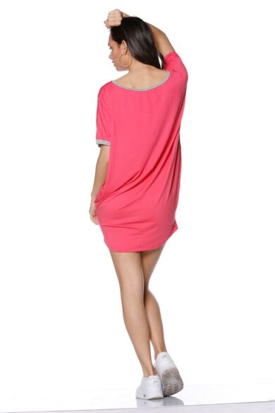 laza felső/Color Block oversize ruha - Hot Pink - Melange Grey